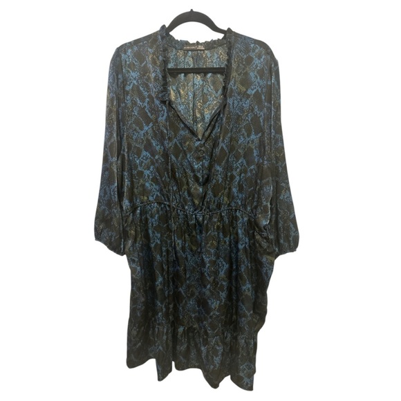 Black Tape Plus Size Blue and Black Animal Print Dress - Picture 1 of 7